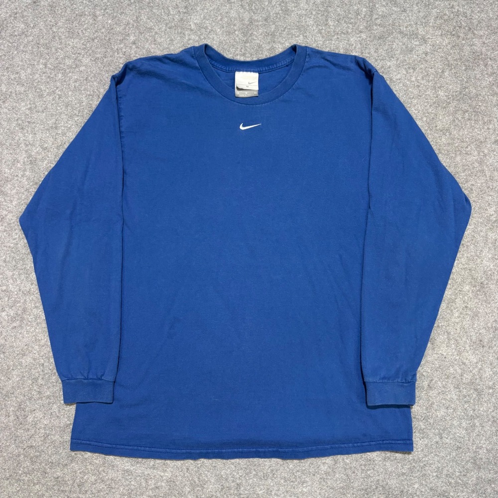 Nike Mens Center Swoosh Long Sleeve T-Shirt Blue Size M 0669
